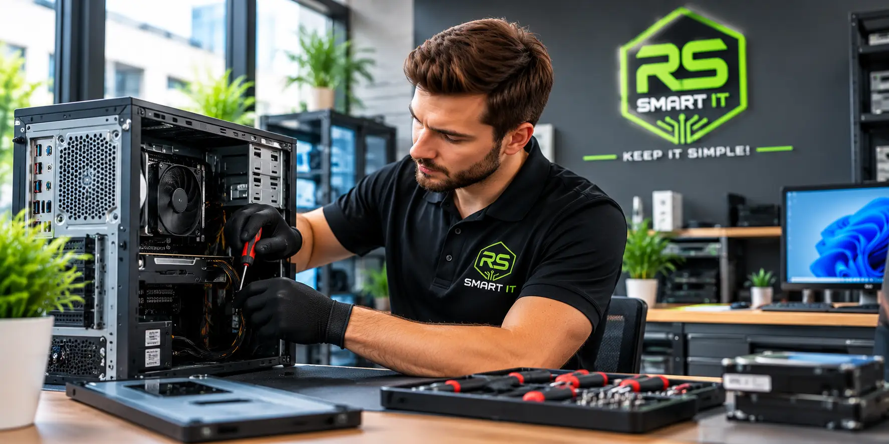 Tehnician RS Smart IT oferind suport IT profesional